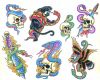  colored dragon tattoos with scull